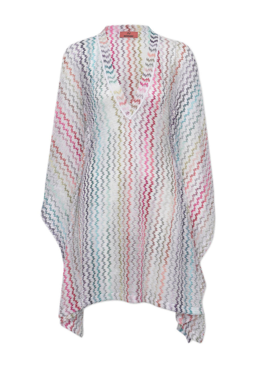 Платье асимметричного кроя с принтом|Основной цвет:Разноцветный|Артикул:MC23SQ03-BR00NJ | Фото 1