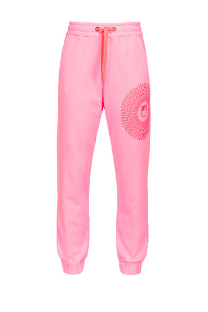 Джоггеры из хлопкового футера с принтом|Основной цвет:Розовый|Артикул:1G17BEY7SG | Фото 1
