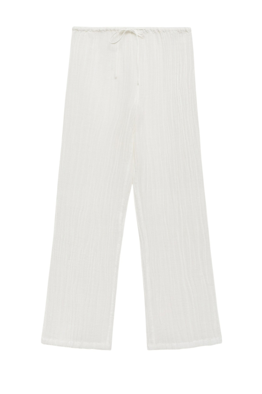 Брюки WRINKLE из фактурной ткани|Основной цвет:Белый|Артикул:87039206 | Фото 1
