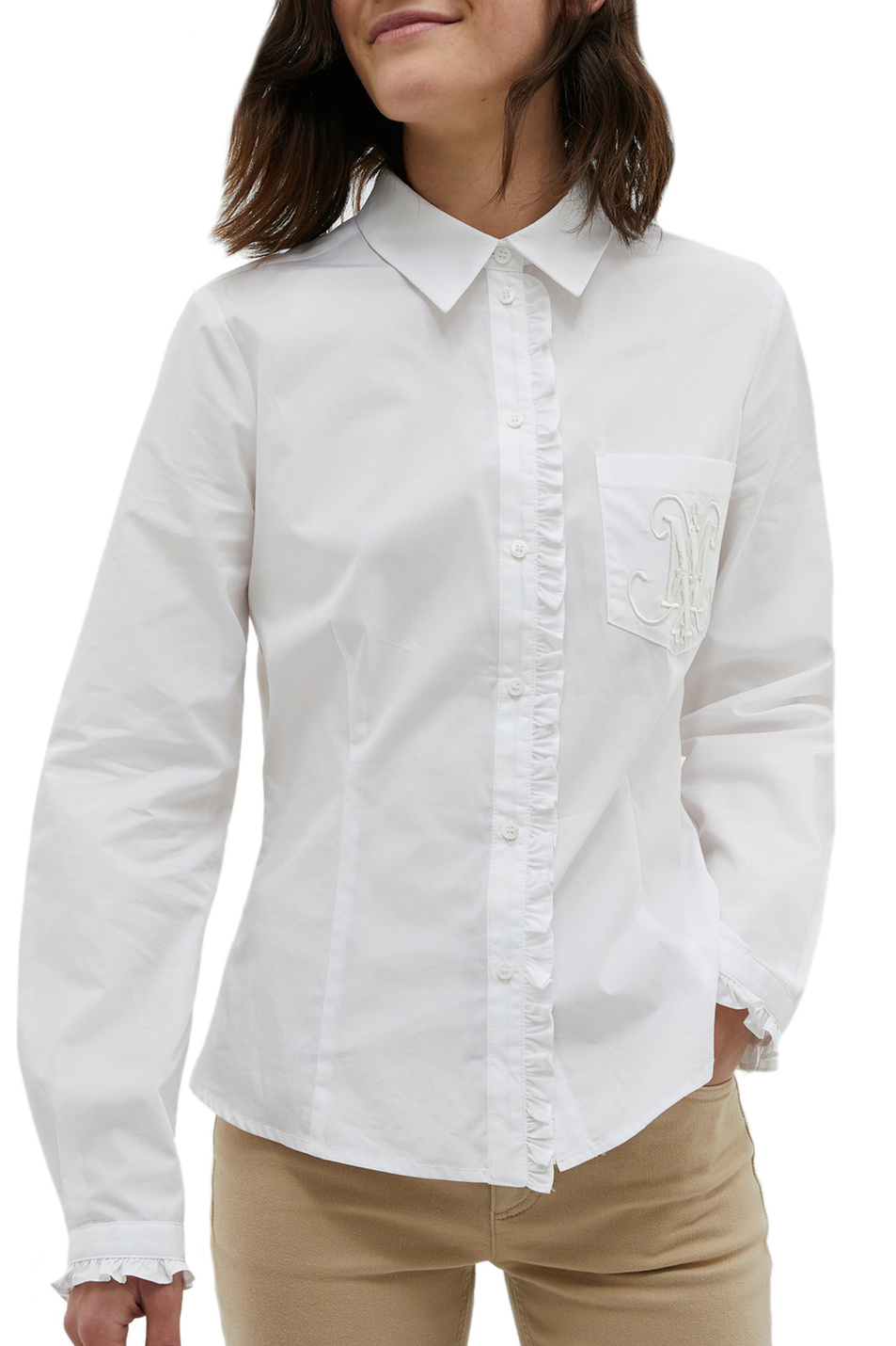 Женский MAX&Co. Рубашка TORRONE из натурального хлопка с оборками (цвет ), артикул 71110222 | Фото 3