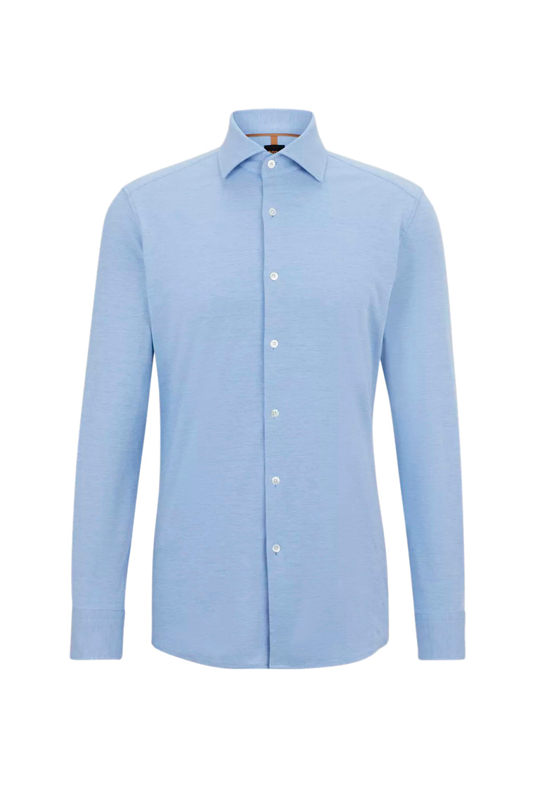 Рубашка из смесового хлопка|Основной цвет:Голубой|Артикул:50490521 | Фото 1