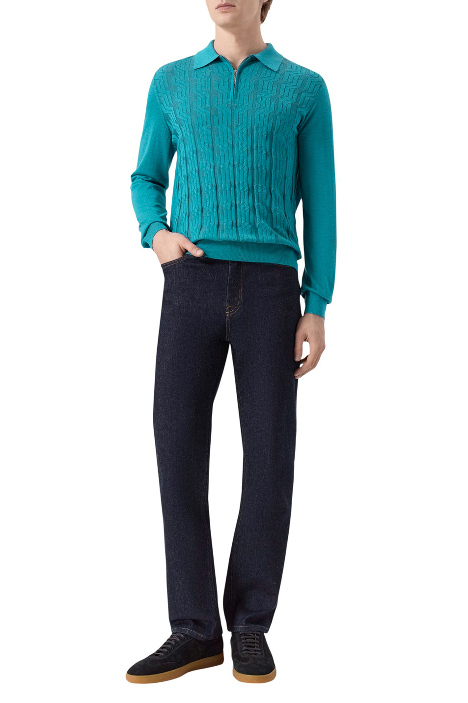 Мужской Stefano Ricci Джемпер поло из кашемира и шелка (цвет ), артикул K808096P30-F25374 | Фото 3