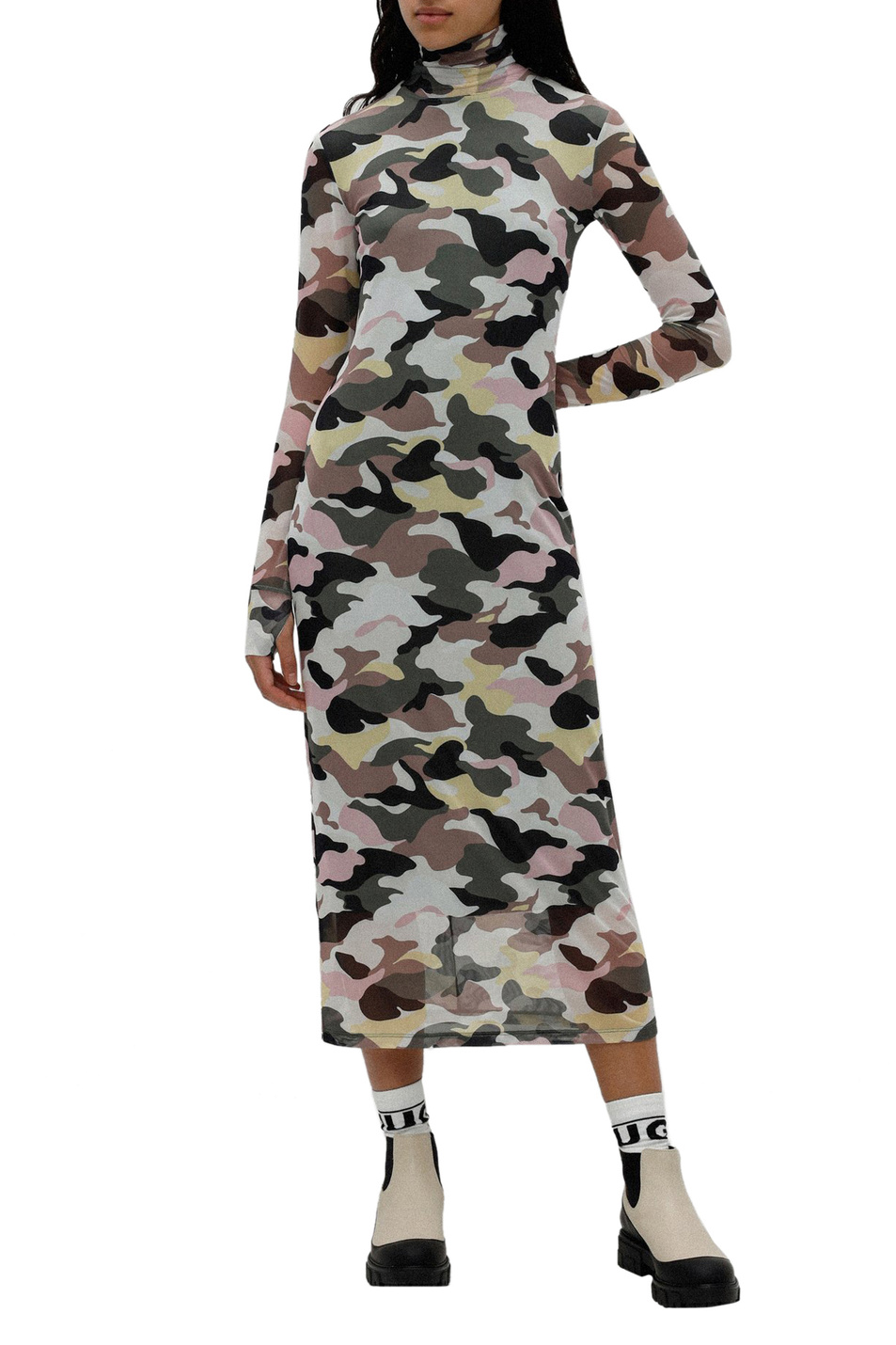 Женский HUGO Платье с высоким воротником и прозрачными рукавами (цвет ), артикул 50461719 | Фото 2