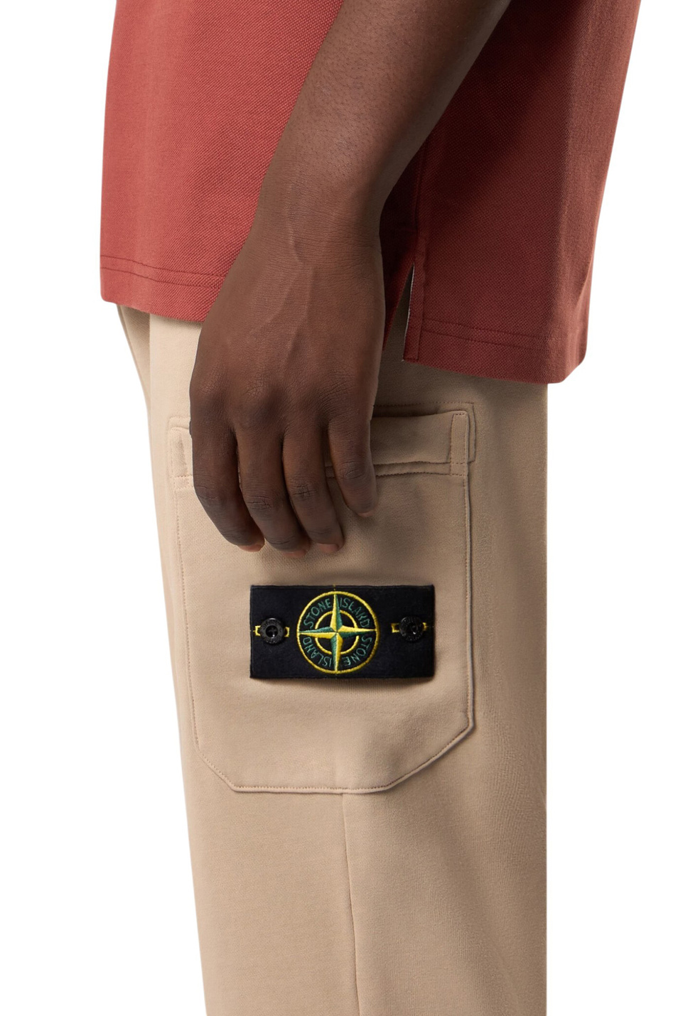Брюки из хлопкового флиса|Основной цвет:Бежевый Мужской Stone Island Брюки из хлопкового флиса (цвет ), артикул L1S156200010-S0051 | Фото 5