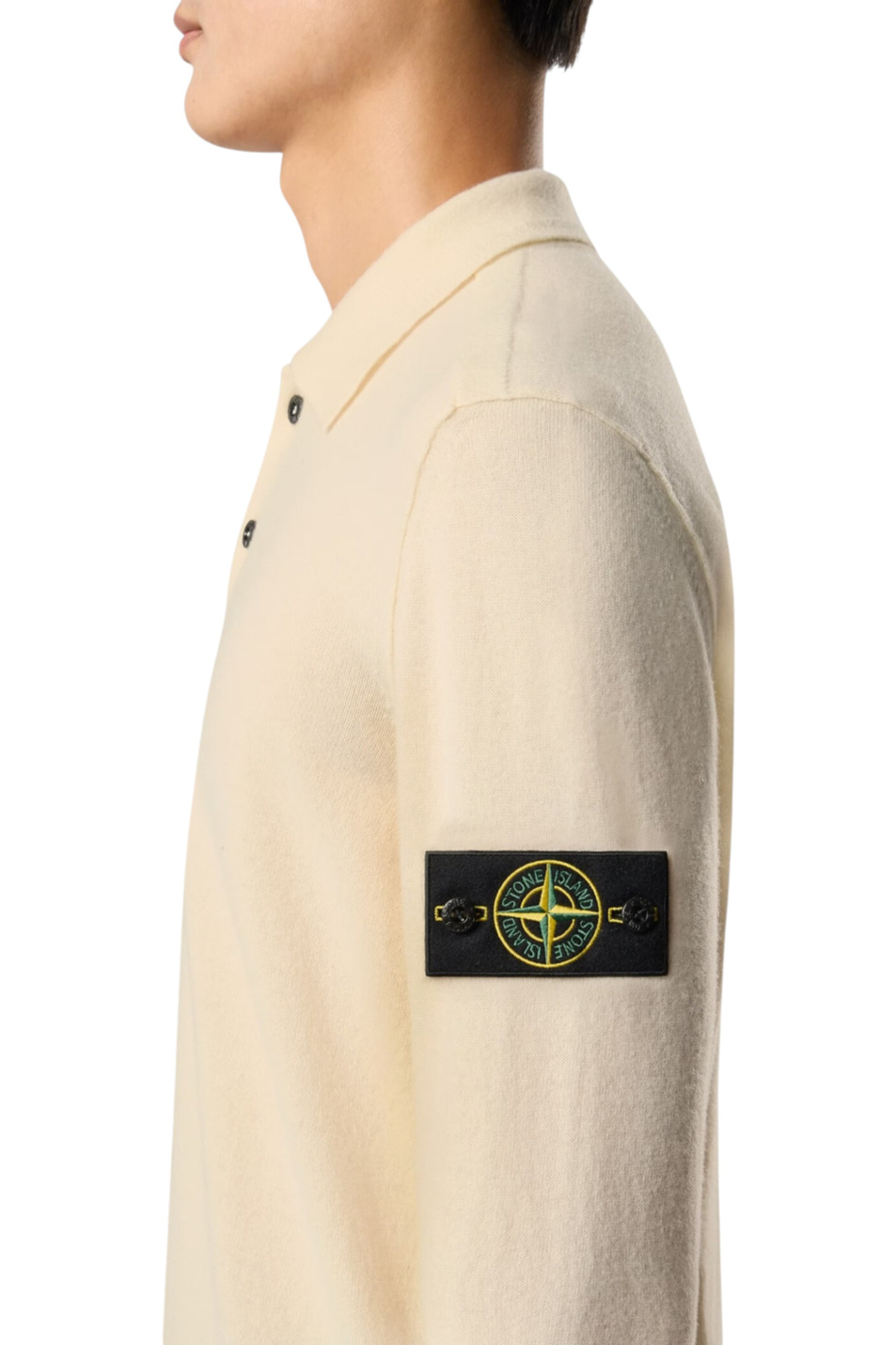 Джемпер-поло из шерсти|Основной цвет:Кремовый Мужской Stone Island Джемпер-поло из шерсти (цвет ), артикул L2S155100018-S00B4 | Фото 5
