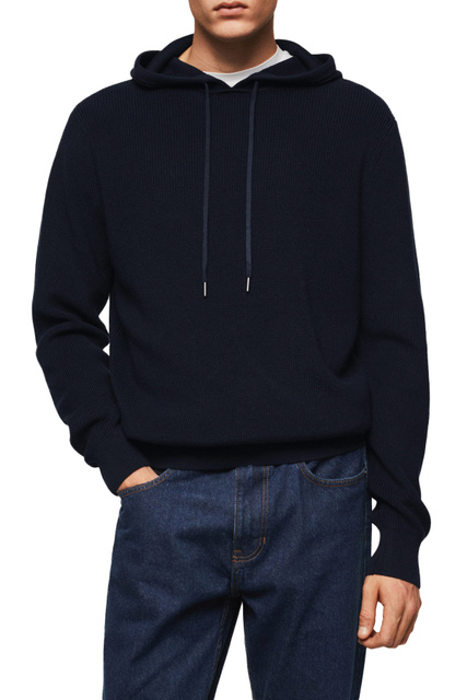 Структурированный свитер COTTONH с капюшоном|Основной цвет:Синий|Артикул:47014401 | Фото 2