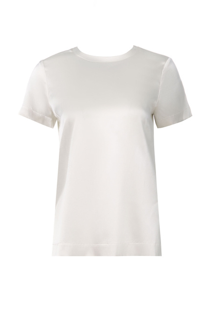 Шелковая однотонная футболка|Основной цвет:Кремовый|Артикул:CA2189T8827 | Фото 1
