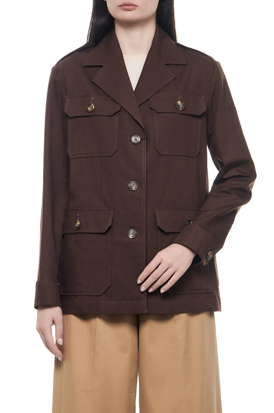 Женский Weekend Max Mara Жакет BACCA из хлопка и льна (цвет ), артикул 2415041013 | Фото 3