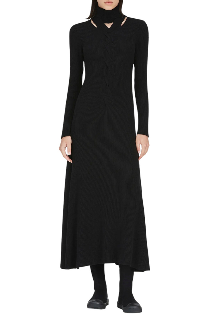 Платье из шерсти, шелка и кашемира|Основной цвет:Черный|Артикул:ABD223F488H728 | Фото 1