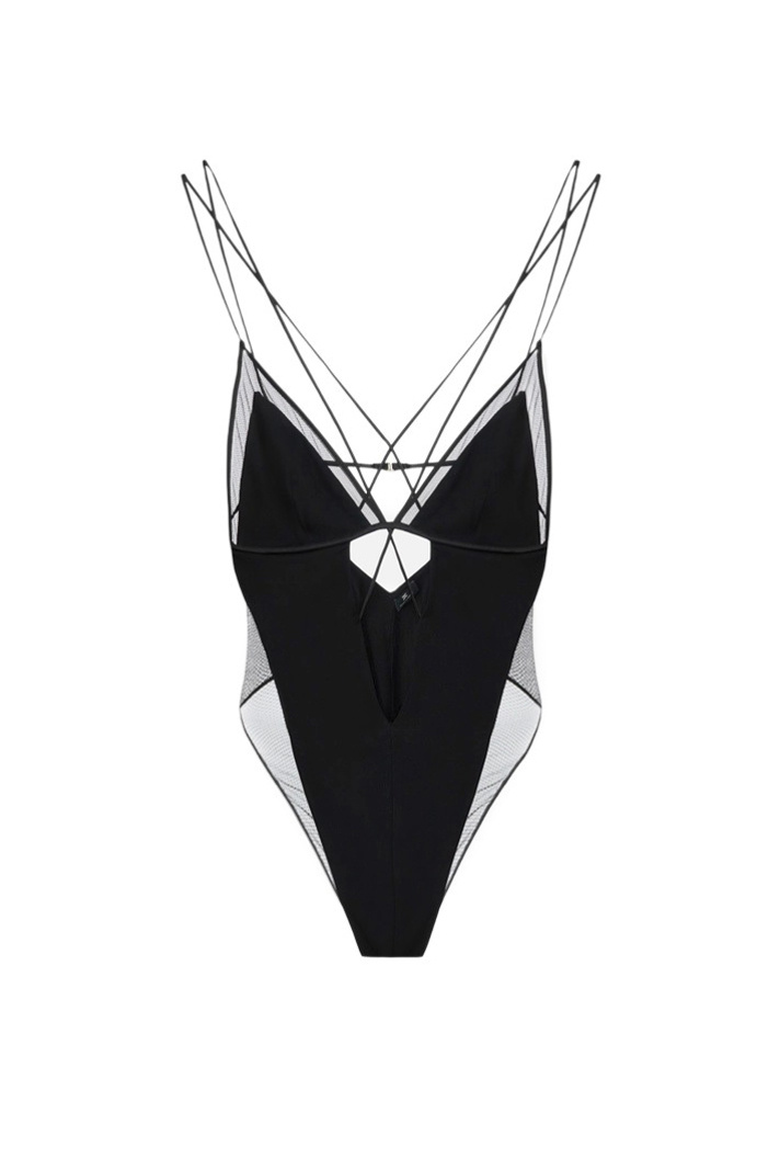 Женский Elisabetta Franchi Боди из креп-джерси и тюля (цвет ), артикул BO03663E2 | Фото 1