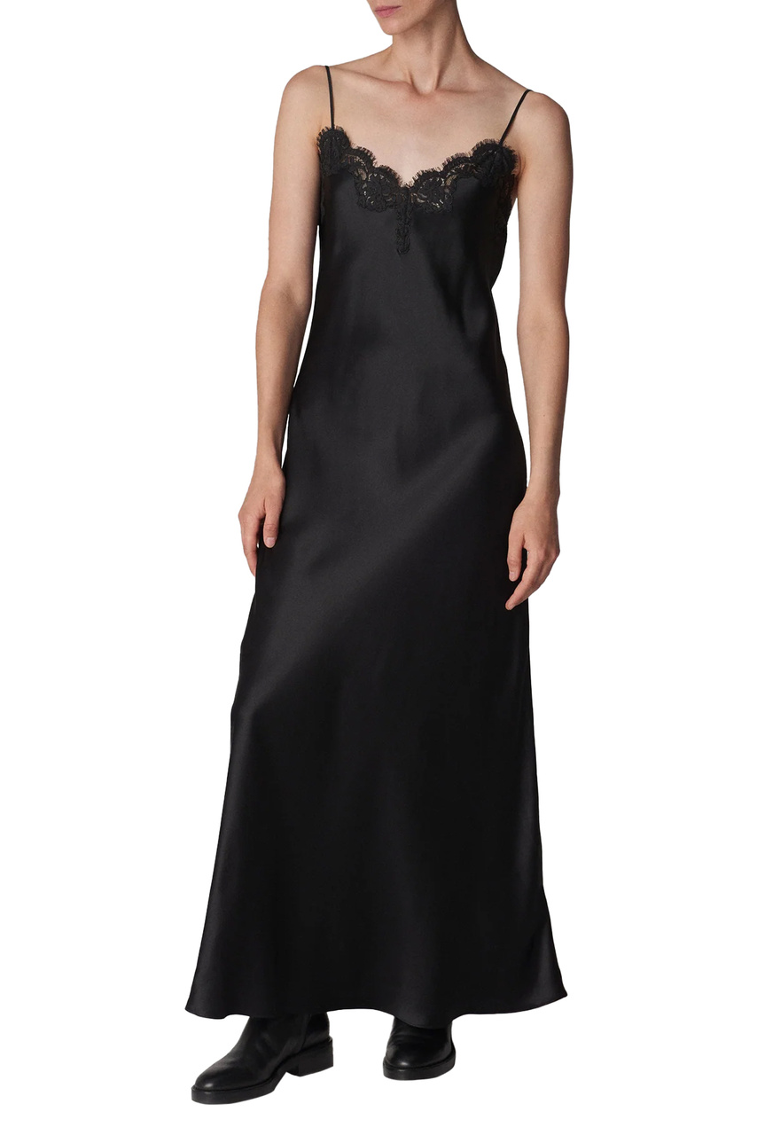 Платье из натурального шелка с кружевом|Основной цвет:Черный|Артикул:4704CSSC-CORE | Фото 1