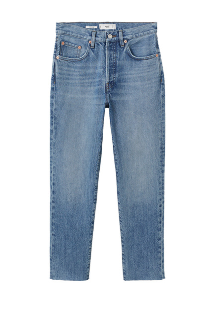 Укороченные прямые джинсы PUSHUP с завышенной талией|Основной цвет:Синий|Артикул:27130767 | Фото 1