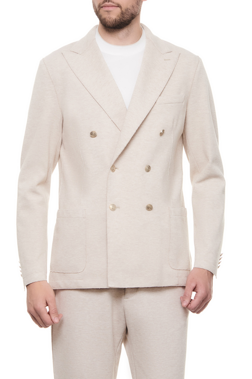 Пиджак из смесового хлопка|Основной цвет:Кремовый|Артикул:I70GIAA02-JAC23021 | Фото 1
