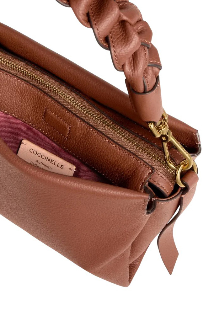 Сумка BOHEME GRANA DOUBLE из натуральной кожи с плетеной ручкой|Основной цвет:Коричневый Женский Coccinelle Сумка BOHEME GRANA DOUBLE из натуральной кожи с плетеной ручкой (цвет ), артикул E1M50580101 | Фото 3