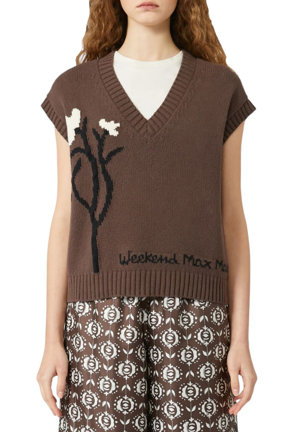 Женский Weekend Max Mara Жилет CRUSCA из смесового хлопка (цвет ), артикул 2525356041 | Фото 3