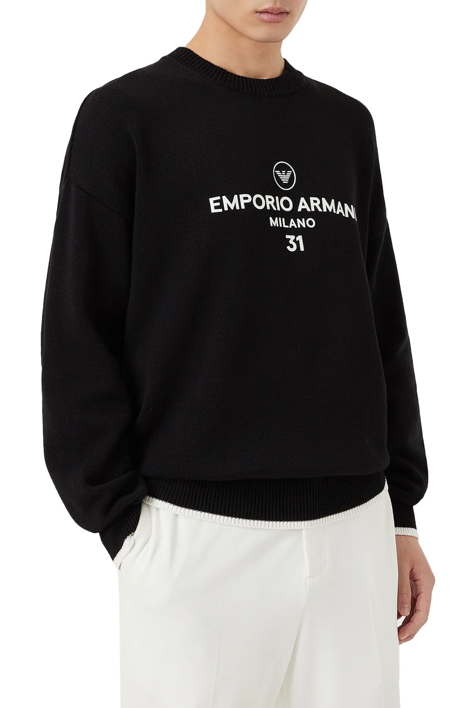 Emporio Armani Джемпер из натурального хлопка с логотипом (цвет ), артикул 3L1MT5-1MD4Z | Фото 3