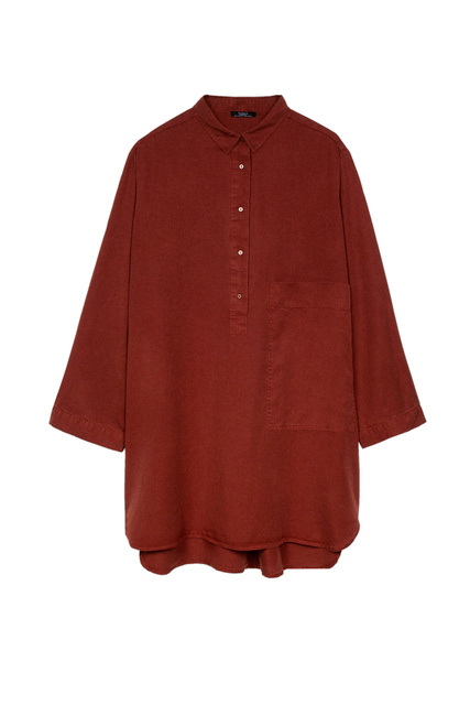 Платье-рубашка с карманом|Основной цвет:Коричневый|Артикул:192679 | Фото 1