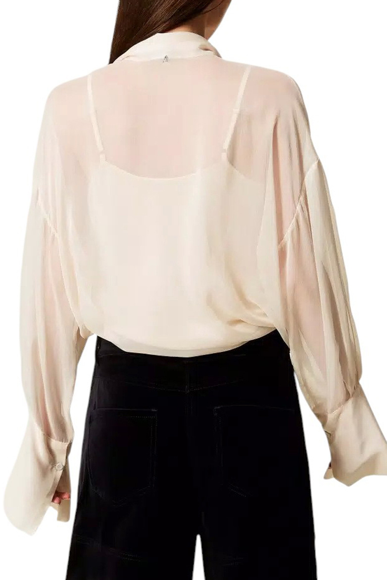 Блузка с воротником-бабочкой|Основной цвет:Кремовый Женский TWINSET Milano Блузка с воротником-бабочкой (цвет ), артикул 252AT2210 | Фото 4