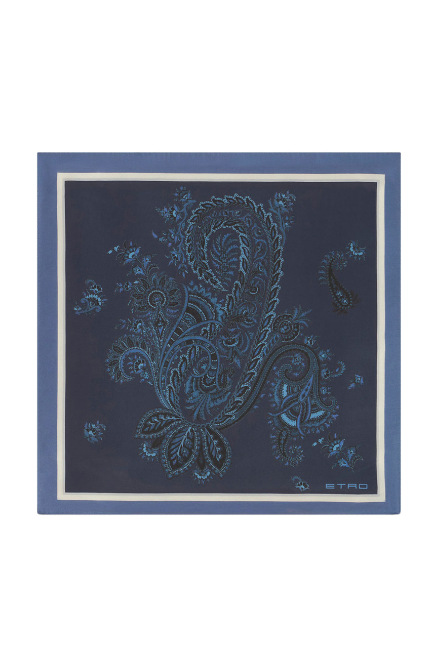 Платок из натурального шелка|Основной цвет:Синий|Артикул:1T19993430200 | Фото 1