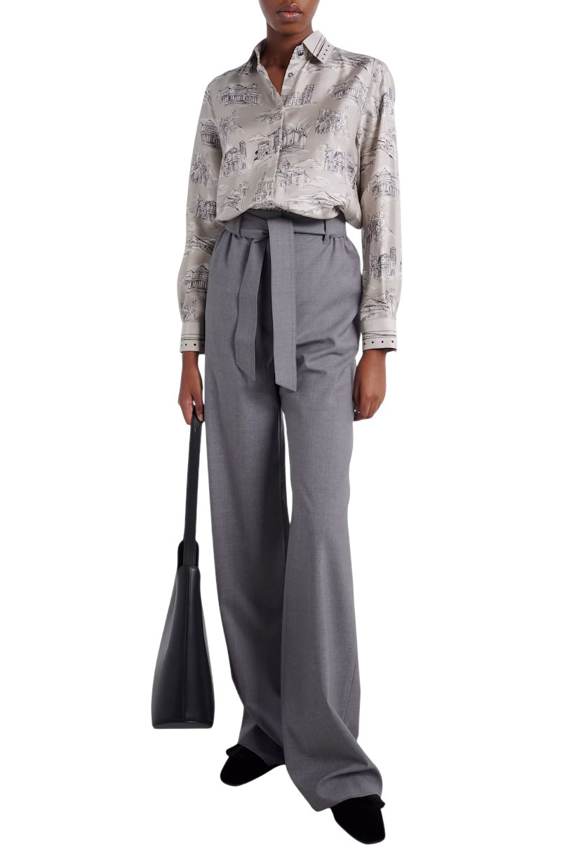 Блузка MXMFADO из шелка с принтом|Основной цвет:Бежевый Женский Max Mara Блузка MXMFADO из шелка с принтом (цвет ), артикул 2611111161 | Фото 3