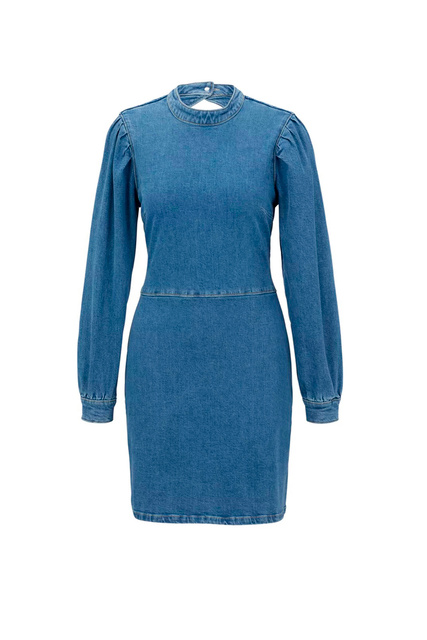 Платье из эластичного хлопка с вырезом на спинке|Основной цвет:Синий|Артикул:50483409 | Фото 1