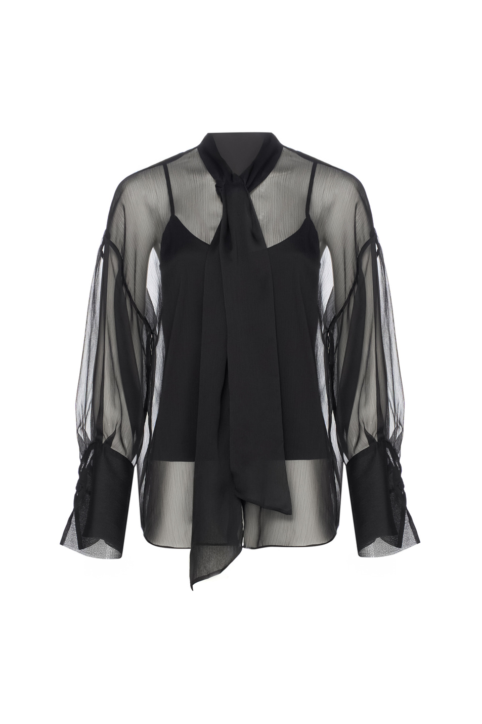 Блузка с воротником-бабочкой|Основной цвет:Черный Женский TWINSET Milano Блузка с воротником-бабочкой (цвет ), артикул 252AT2210 | Фото 1