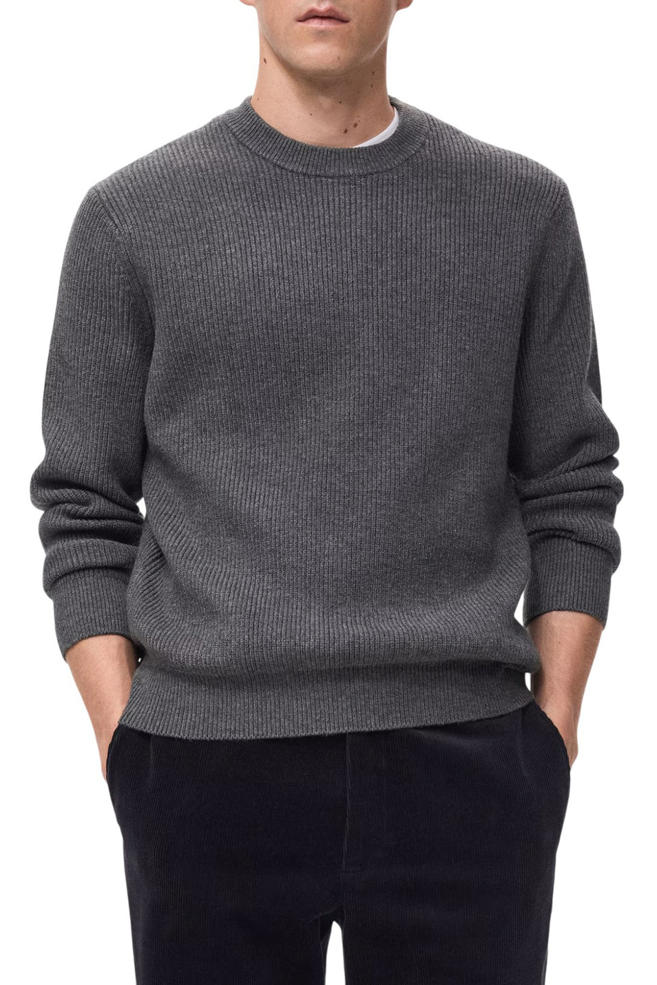 Джемпер PARKY с круглым вырезом|Основной цвет:Серый Мужской Mango Man Джемпер PARKY с круглым вырезом (цвет ), артикул 17007900 | Фото 3