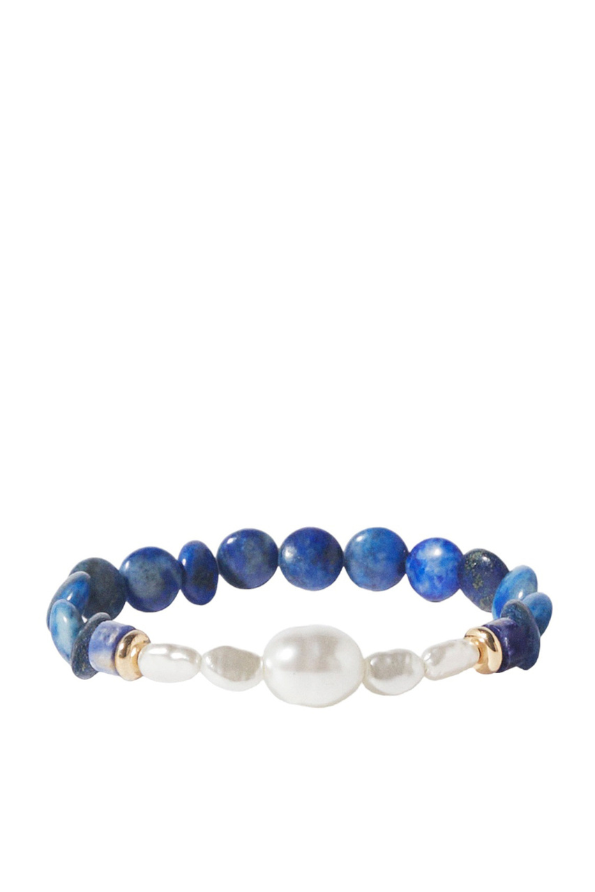 Браслет эластичный с камнями|Основной цвет:Синий|Артикул:212825 | Фото 1