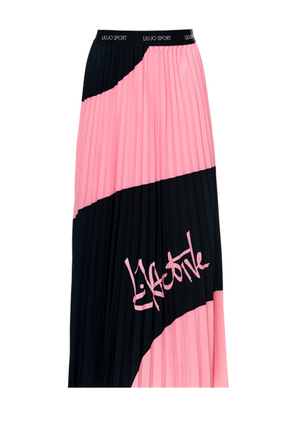 Плиссированная юбка с лого на поясе|Основной цвет:Розовый|Артикул:TF2163TS423 | Фото 1