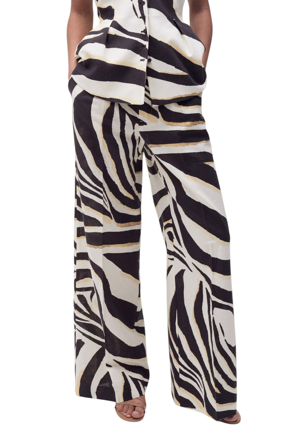 Женский Mango Брюки ZEBRA из льна и хлопка (цвет ), артикул 87025769 | Фото 2