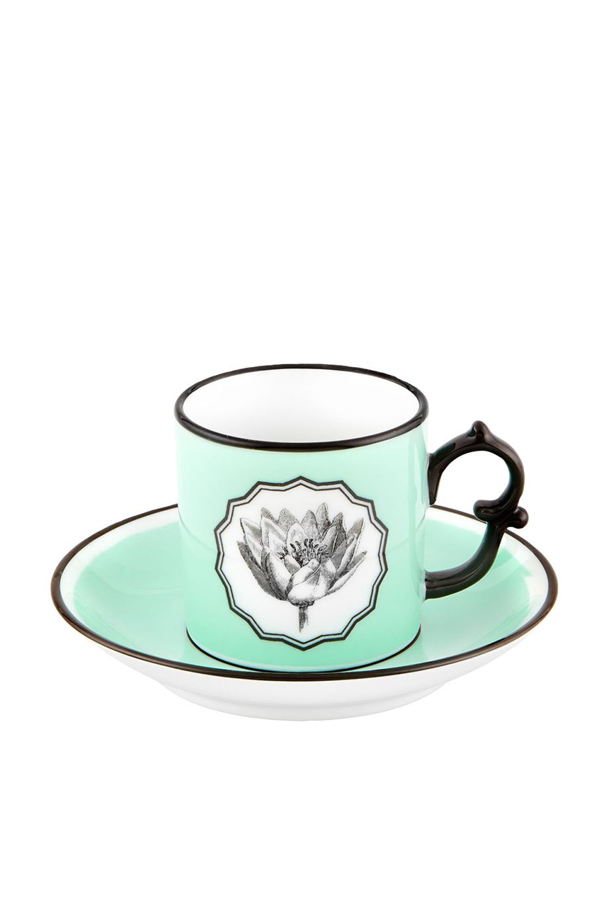 Чашка HERBARIAE кофейная с блюдцем, 97 мл|Основной цвет:Зеленый|Артикул:21133518 | Фото 1