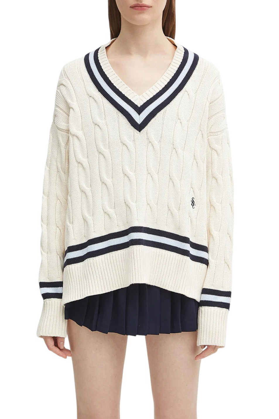 Женский Sporty & Rich Пуловер объемной вязки (цвет ), артикул WS011602302WH38 | Фото 4