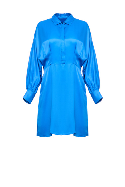 Платье-рубашка из вискозы|Основной цвет:Синий|Артикул:WA3116TS033 | Фото 1