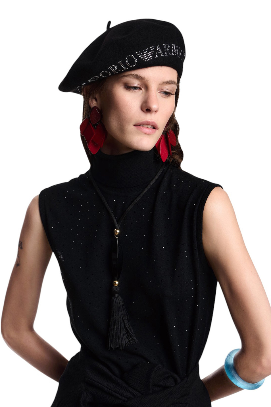 Женский Emporio Armani Берет из шерсти со стразами (цвет ), артикул EW003512-AF20033 | Фото 4