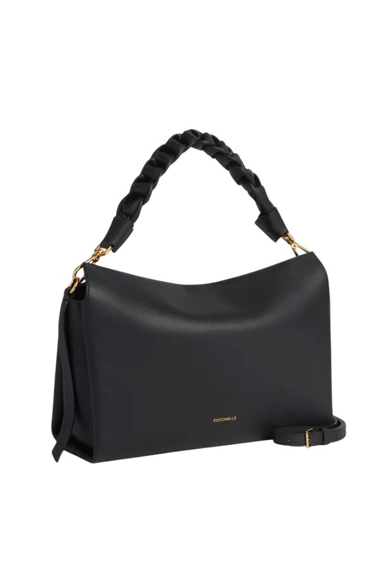 Сумка BOHEME GRANA DOUBLE из натуральной кожи с плетеной ручкой|Основной цвет:Черный Женский Coccinelle Сумка BOHEME GRANA DOUBLE из натуральной кожи с плетеной ручкой (цвет ), артикул E1M50190201 | Фото 2