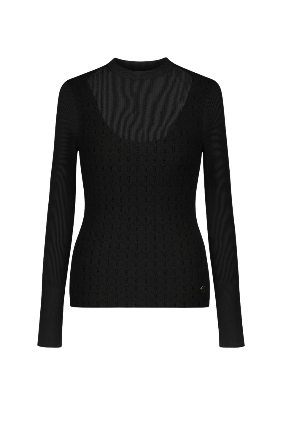 Джемпер с полупрозрачной вставкой|Основной цвет:Черный Женский TWINSET Milano Джемпер с полупрозрачной вставкой (цвет ), артикул 252AT3020 | Фото 1