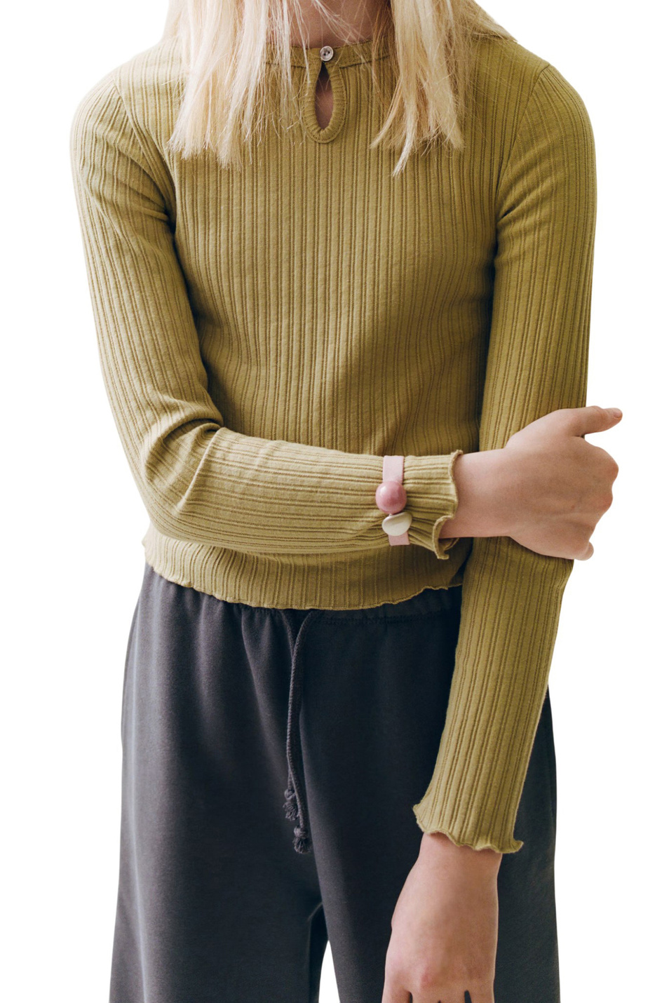 Девочкам Mango Kids Лонгслив PISTACHO из смесового хлопка (цвет ), артикул 27003720 | Фото 3