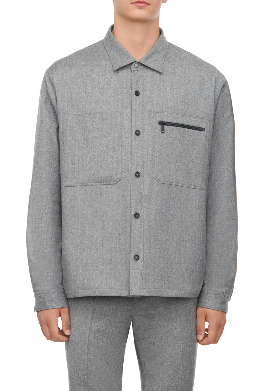 Рубашка из натуральной шерсти|Основной цвет:Серый|Артикул:UCV01A6-SOTM2-200G | Фото 1