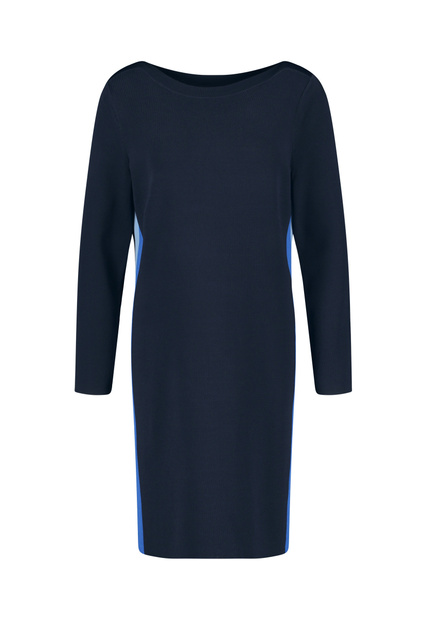 Платье с контрастными вставками по бокам|Основной цвет:Синий|Артикул:580990-35709 | Фото 1