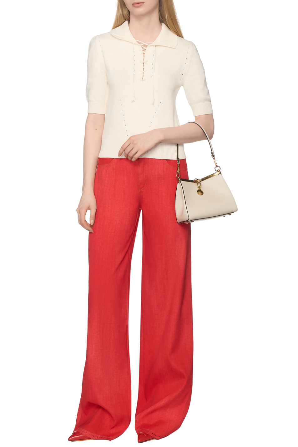 Женский ERMANNO SCERVINO Джемпер из смесового хлопка (цвет ), артикул D485L345YBI | Фото 3