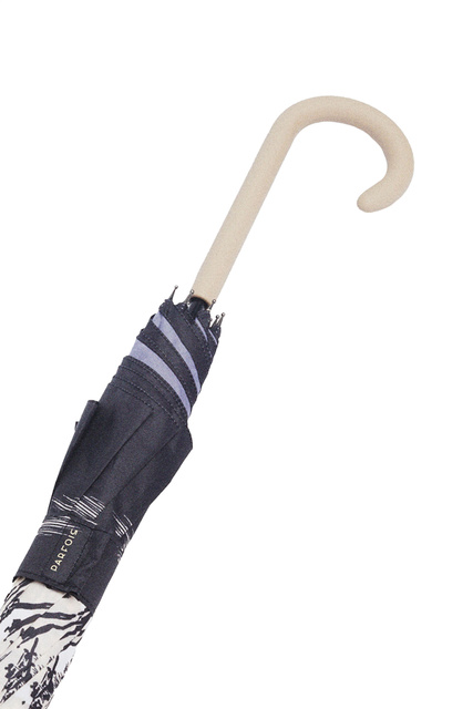 Зонт-трость с принтом и круглой ручкой|Основной цвет:Черный|Артикул:197092 | Фото 2