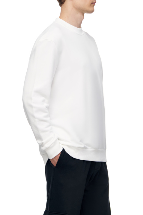 Zegna Свитшот с вышитым лого бренда на груди (Белый цвет), артикул N6ML01260 | Фото 3