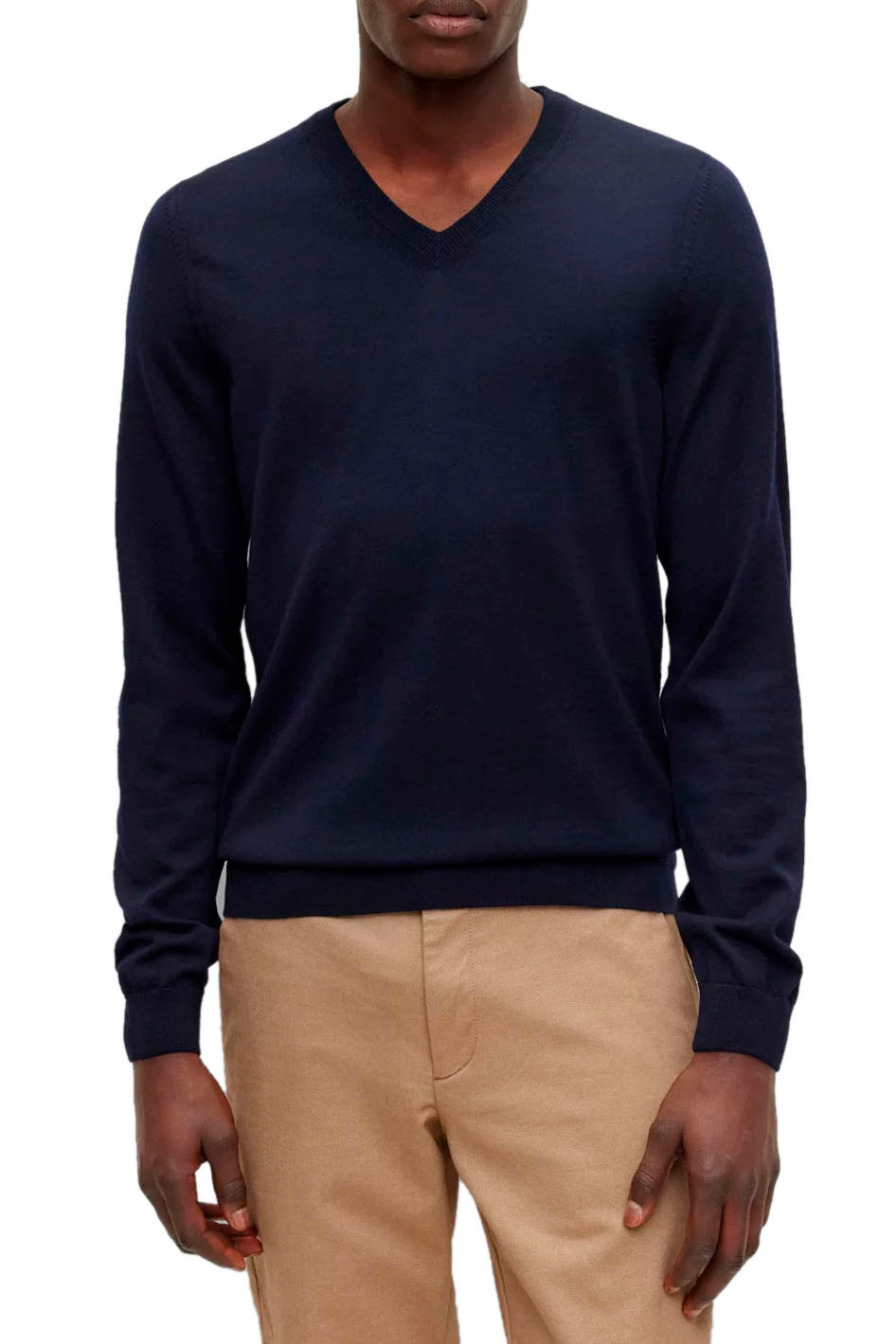 Мужской BOSS Пуловер из натуральной шерсти с V-образным вырезом (цвет ), артикул 50468261 | Фото 3