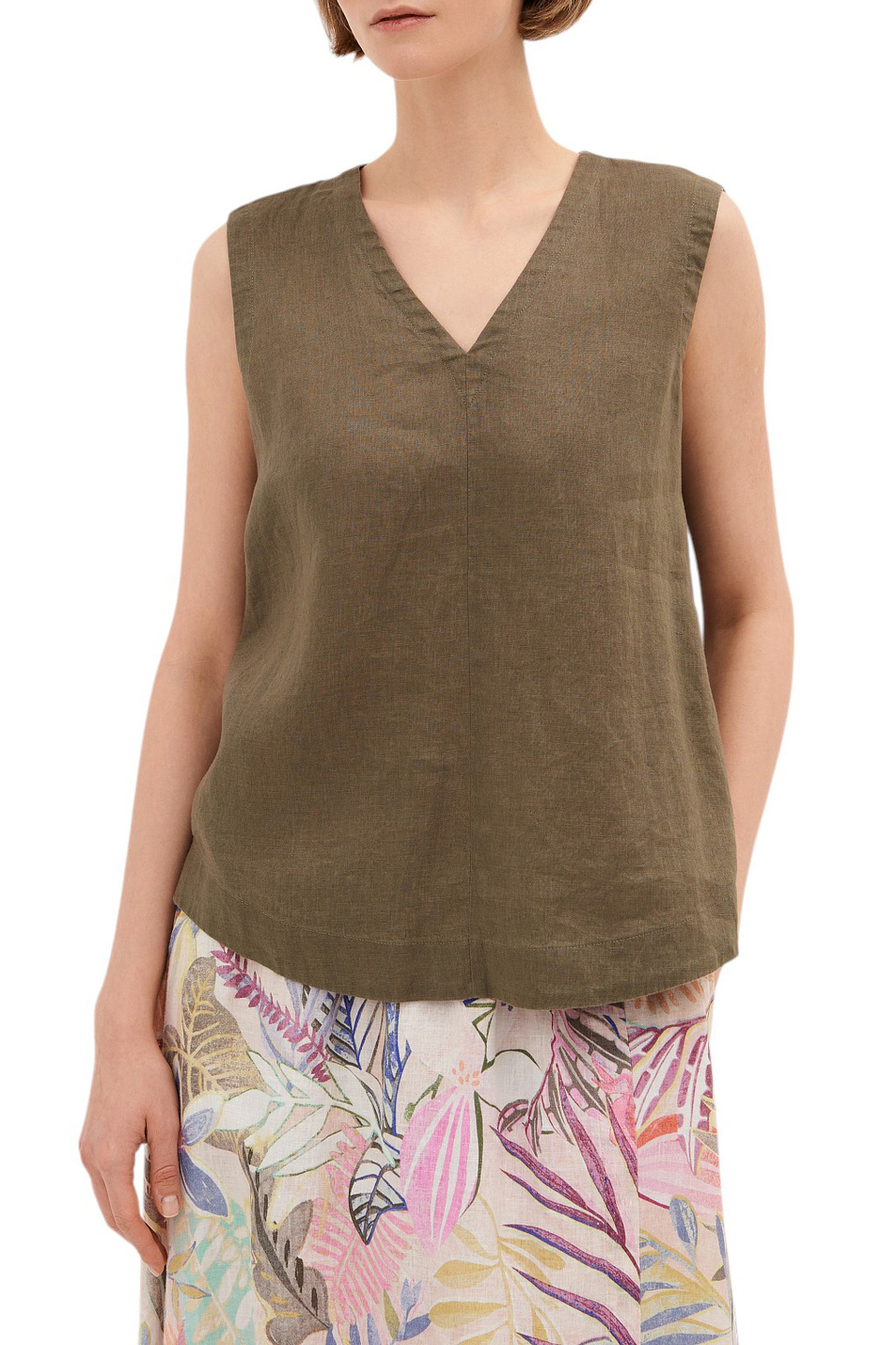 Женский Gerry Weber Топ однотонный из льна (цвет ), артикул 560060-31471 | Фото 4