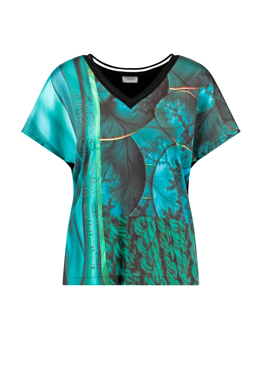 Блузка с принтом|Основной цвет:Зеленый|Артикул:270240-35013 | Фото 1