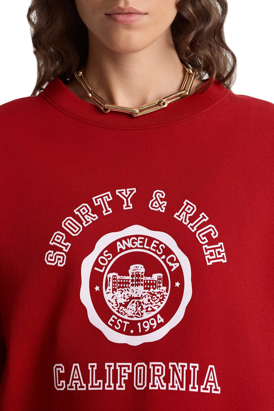 Свитшот California из хлопка|Основной цвет:Красный Женский Sporty & Rich Свитшот California из хлопка (цвет ), артикул ST07164033RE15 | Фото 5