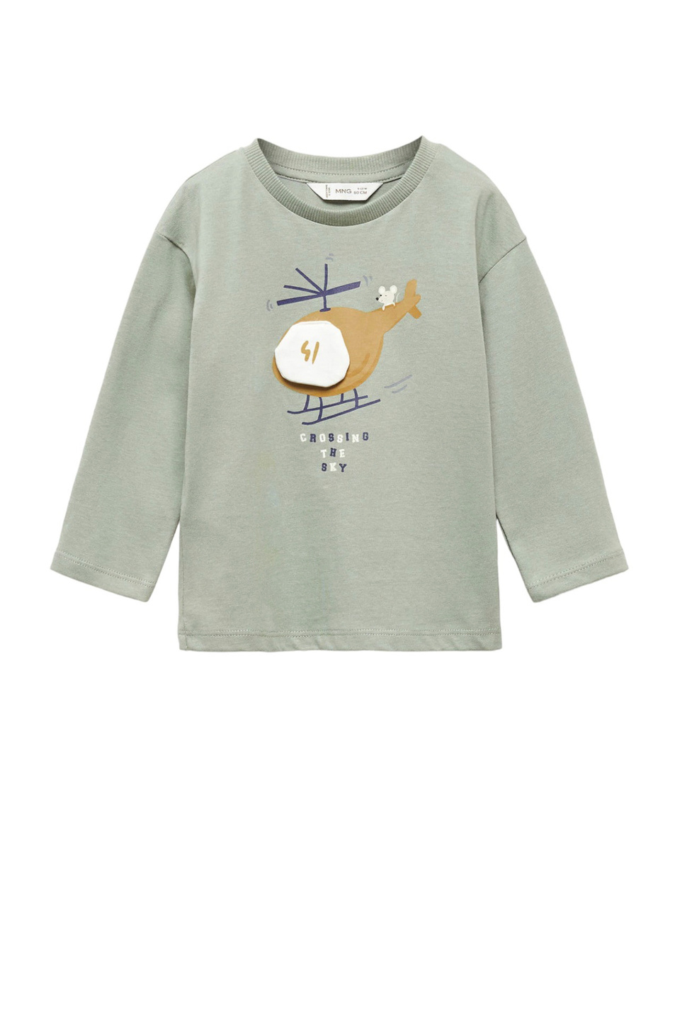 Мальчикам Mango Kids Лонгслив FLY из натурального хлопка с принтом (цвет ), артикул 57014017 | Фото 1