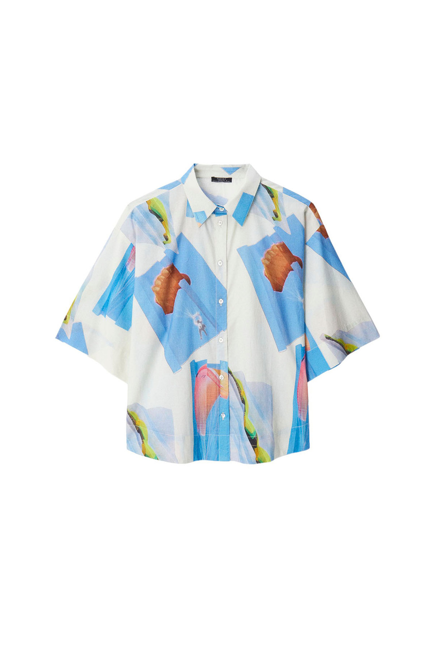 Рубашка из натурального хлопка с принтом|Основной цвет:Разноцветный|Артикул:218645 | Фото 1