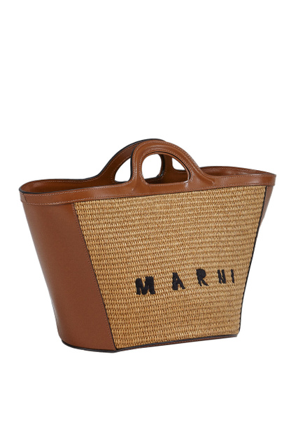 Плетеная сумка с кожаной отделкой|Основной цвет:Коричневый|Артикул:BMMP0068Q0-P3860 | Фото 2