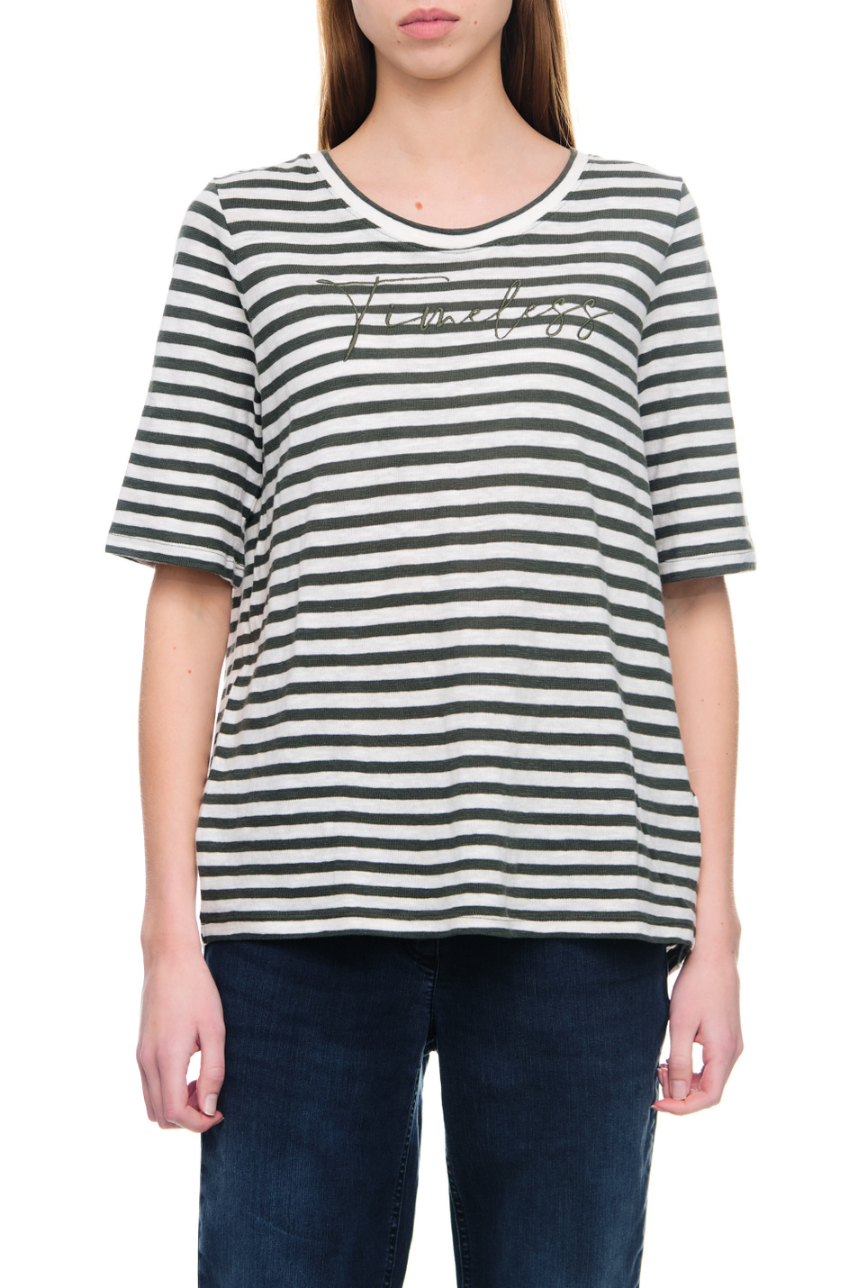 Женский Gerry Weber Футболка из натурального хлопка в полоску (цвет ), артикул 770012-44003 | Фото 4
